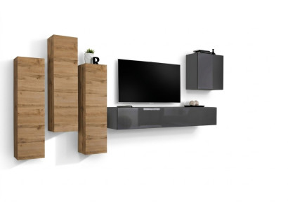 Ensemble murale de luxe 5 pièces. Meuble de salon armoire TV Armoire murale Mobilier gris