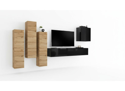 Unité murale armoire murale meuble TV Mobilier Salon Mobilier Support TV Moderne Noir