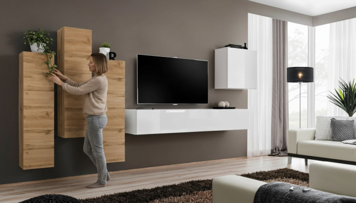 Salle de séjour Unité murale Armoire murale Buffet Mobilier Meuble TV Moderne