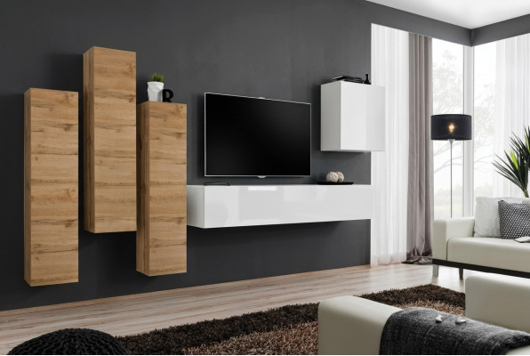 Salle de séjour Unité murale Armoire murale Buffet Mobilier Meuble TV Moderne