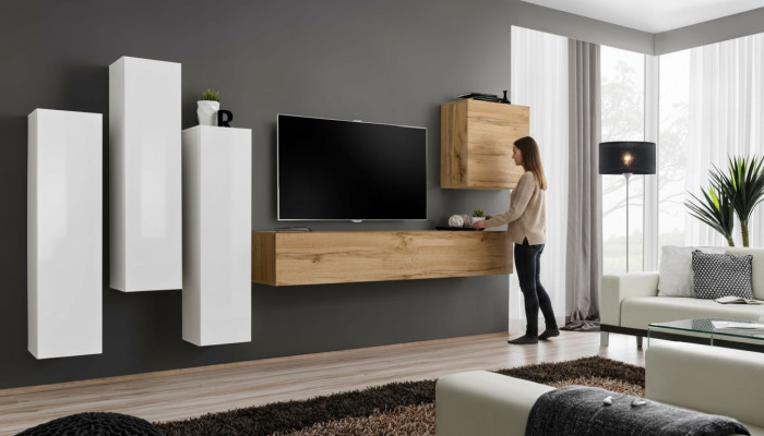 Meuble TV moderne en bois pour salon, meuble brun pour mur, nouvelle unité murale