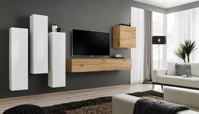 Meuble TV moderne en bois pour salon, meuble brun pour mur, nouvelle unité murale