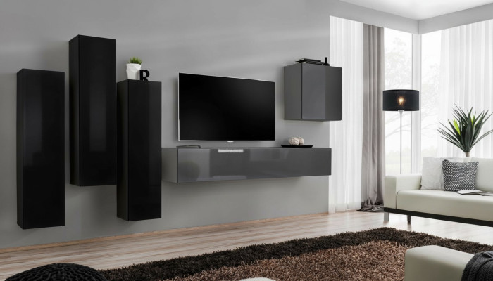 Support de télévision gris Buffet de luxe Ensemble mural Salon Meubles Modernes Complet