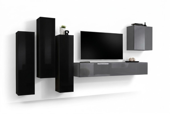 Support de télévision gris Buffet de luxe Ensemble mural Salon Meubles Modernes Complet