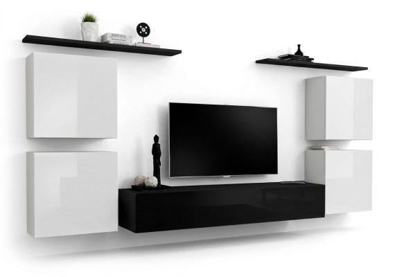 Armoire murale blanche complète Unité murale de luxe pour le salon Buffet TV Moderne