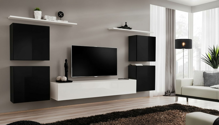 Unité murale complète moderne Mobilier de salon Armoire murale de luxe Étagère murale