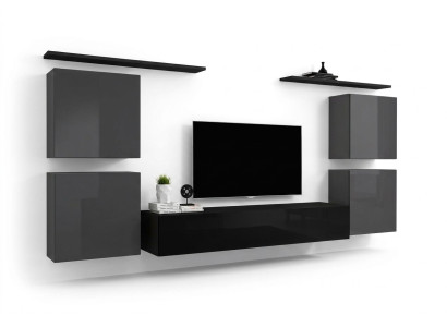Suite 7tlg Ensemble mural Ensemble de salon de luxe Étagère murale en bois Mobilier Ameublement neuf