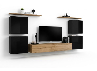 Unité murale Armoire Étagère murale Bois Salon Meubles Meuble TV Design Buffet