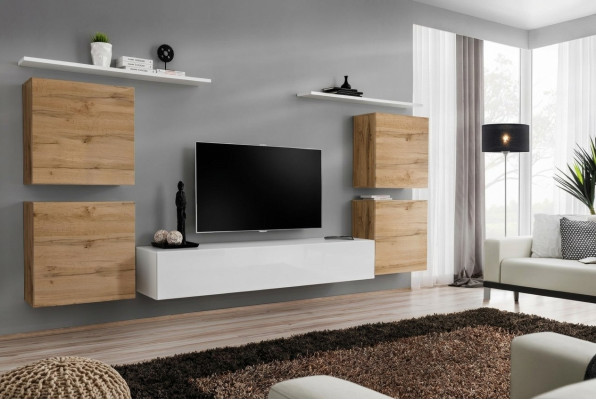 Salon de luxe Armoire TV Unité murale Armoire murale Étagère tv Bois Étagères murales nouvelle