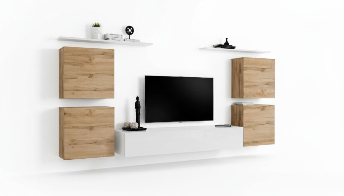 Salon de luxe Armoire TV Unité murale Armoire murale Étagère tv Bois Étagères murales nouvelle