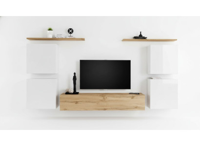 Suite Set 7 pièces de luxe nouveau mur brun Brun TV stand L'armoire murale en bois