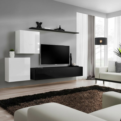 Unité murale en bois complète 4 pièces de mobilier de luxe neuf 2x meuble TV design