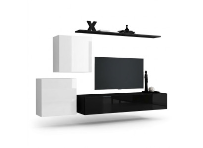 Unité murale en bois complète 4 pièces de mobilier de luxe neuf 2x meuble TV design