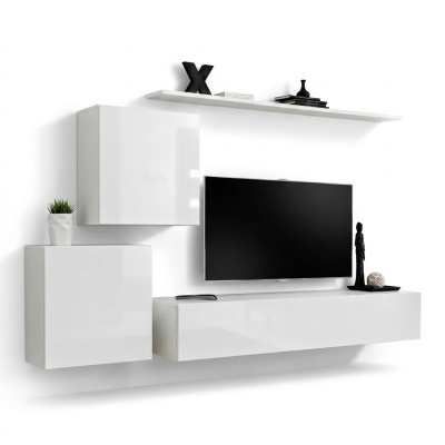 Meuble d'appoint Design de haute qualité blanc, armoire murale, support TV, étagères