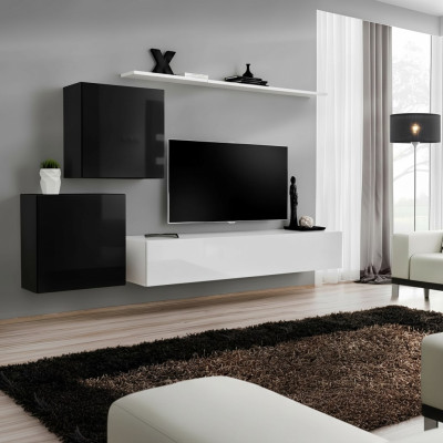 Meuble mural de salon Blanc Meuble TV Design Buffet Mobilier Cabinet mural