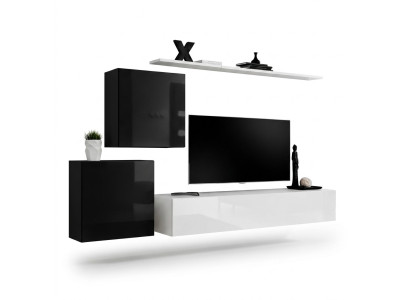 Meuble mural de salon Blanc Meuble TV Design Buffet Mobilier Cabinet mural