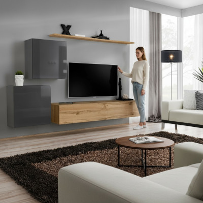 Ensemble de meubles de salon Unité murale TV Meuble bas Buffet Étagère Bois Armoire murale de luxe