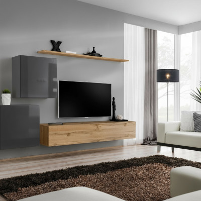 Ensemble de meubles de salon Unité murale TV Meuble bas Buffet Étagère Bois Armoire murale de luxe