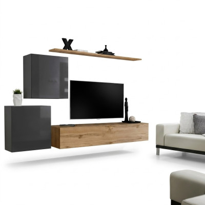 Ensemble de meubles de salon Unité murale TV Meuble bas Buffet Étagère Bois Armoire murale de luxe