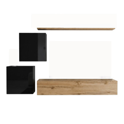 Unité murale moderne Brown en bois avec buffet latéral - Meuble de salon Design