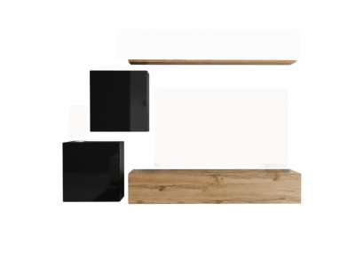 Unité murale moderne Brown en bois avec buffet latéral - Meuble de salon Design