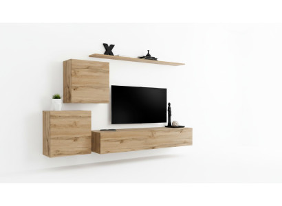 Unité murale TV buffet bas ensemble de salon 4 pièces mobilier de salon moderne en bois de salon