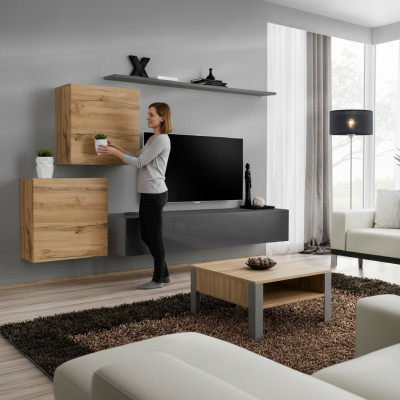 Meubles de salon Designer Moderne Unité murale Mobilier Étagère murale Gris