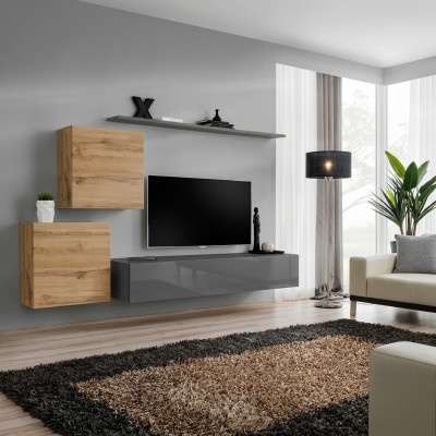 Meubles de salon Designer Moderne Unité murale Mobilier Étagère murale Gris
