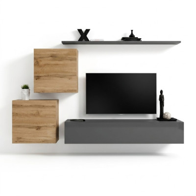 Meubles de salon Designer Moderne Unité murale Mobilier Étagère murale Gris