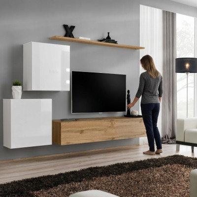 Unité murale moderne pour salon buffet de designer support TV 4 pièces. nouveau