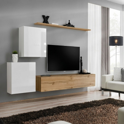 Unité murale moderne pour salon buffet de designer support TV 4 pièces. nouveau