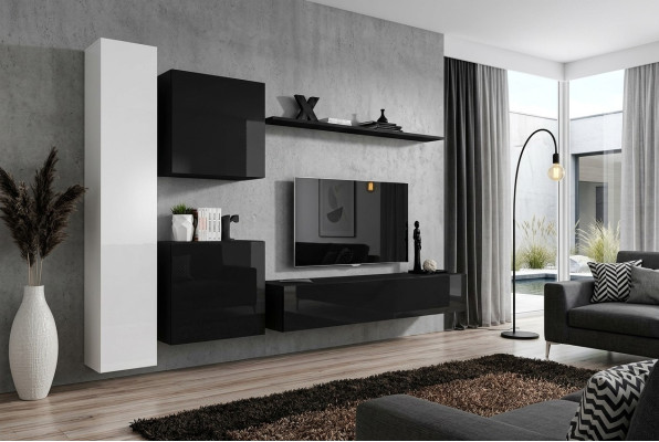 Ensemble de mur de salon de 4 pièces Ensemble de groupe de 4 pièces Armoire 4 pièces. Étagère en bois Mobilier