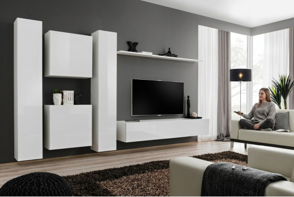 Suite Ensemble mural armoire murale designer style moderne bahut meuble TV neuf