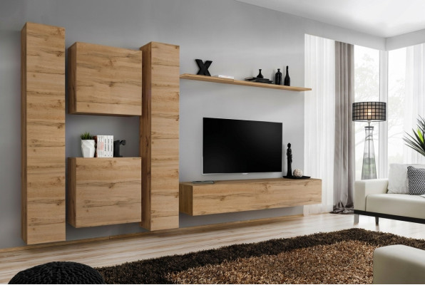 Placard mural Salle de séjour Designer Unité murale Étagère murale Armoire murale en bois
