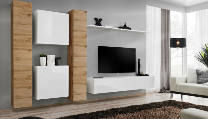 Unité murale Meuble en bois blanc Armoire Armoire murale Designer Étagère murale complète