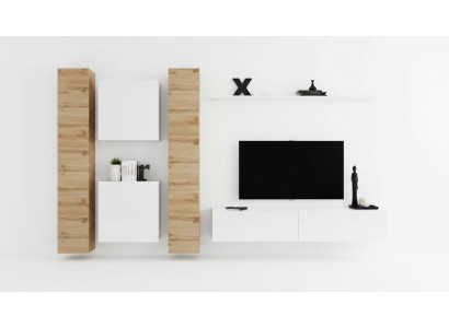 Unité murale Meuble en bois blanc Armoire Armoire murale Designer Étagère murale complète