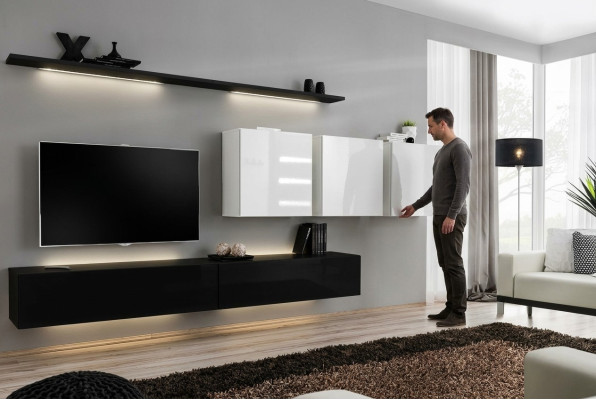 Designer Moderne Wandeinheit Wohnzimmermöbel Schwarzes Holzmöbel Sideboard