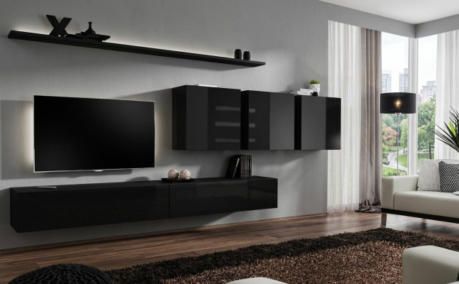Unité murale noire Mobilier de salon Buffet latéral moderne Designer Armoire murale Designer