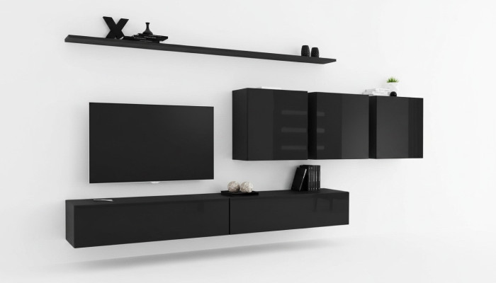 Unité murale noire Mobilier de salon Buffet latéral moderne Designer Armoire murale Designer