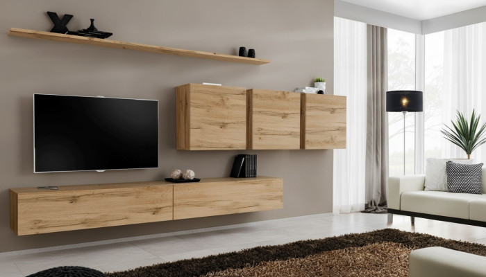 Unité murale Salon Armoire murale Armoire Buffet Meubles en bois de designer Marron