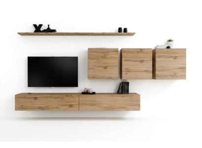 Unité murale Salon Armoire murale Armoire Buffet Meubles en bois de designer Marron