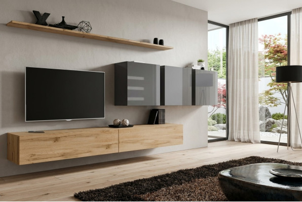 Unité murale brune Salle de séjour Armoire murale Étagère murale Armoire Mobilier de designer