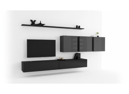 Unité murale design meuble TV bas 3x meuble TV mural Meuble bas de téléviseur Ensemble de meubles 7 pièces