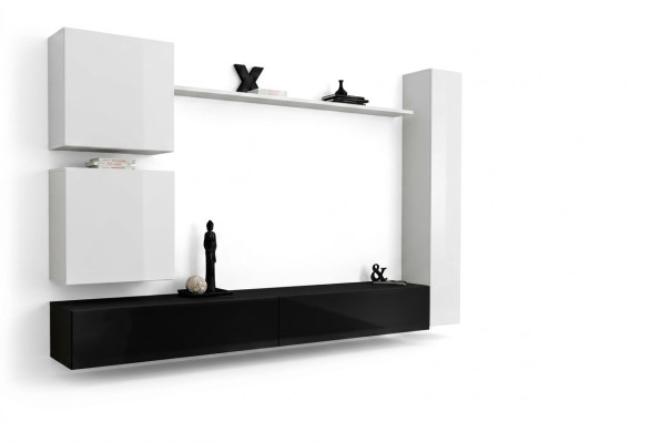 Unité murale design buffet buffet 3x armoire ensemble de télévision bas 6 pièces. Mobilier en bois de style designer