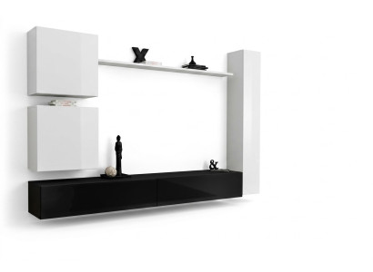 Unité murale design buffet buffet 3x armoire ensemble de télévision bas 6 pièces. Mobilier en bois de style designer