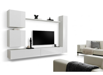 Unité murale de luxe blanc Salon Mobilier Designer TV Lowboard Étagère murale Ensemble moderne