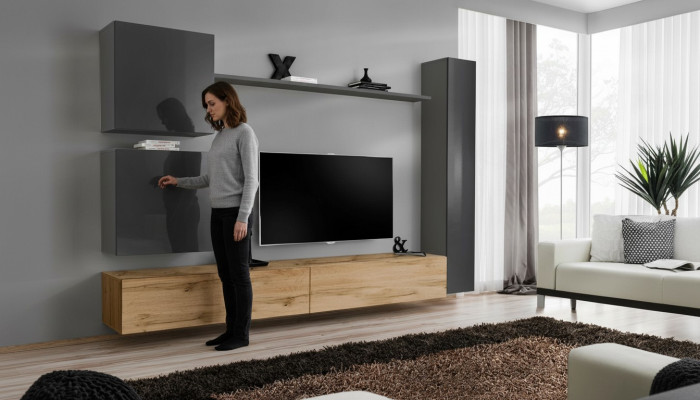 Armoire murale ensemble complet de 6 pièces de meubles modernes buffet bas de télévision