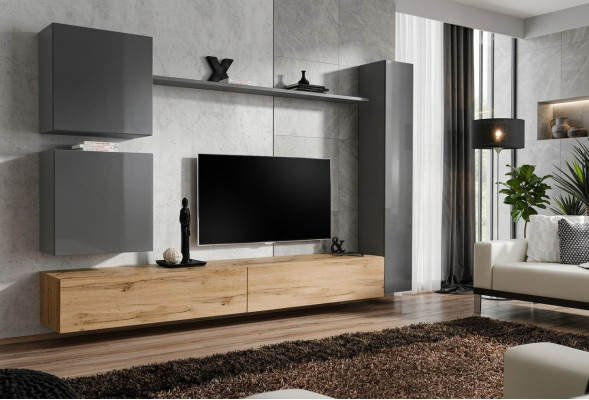 Armoire murale ensemble complet de 6 pièces de meubles modernes buffet bas de télévision