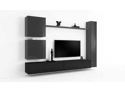 Salle de séjour Meuble TV Armoire Unité murale Étagère Cabinet mural de luxe Ensemble de 6 meubles de télévision