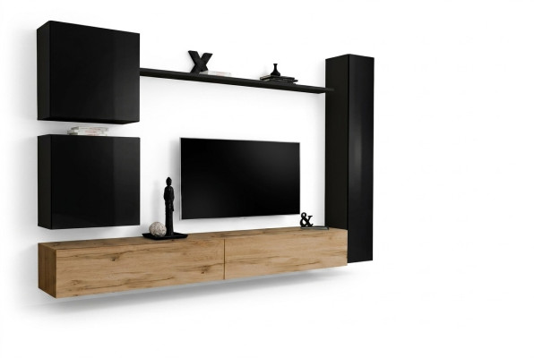 Salon Mobilier de luxe Unité murale Armoire murale noire style mobilier en bois design